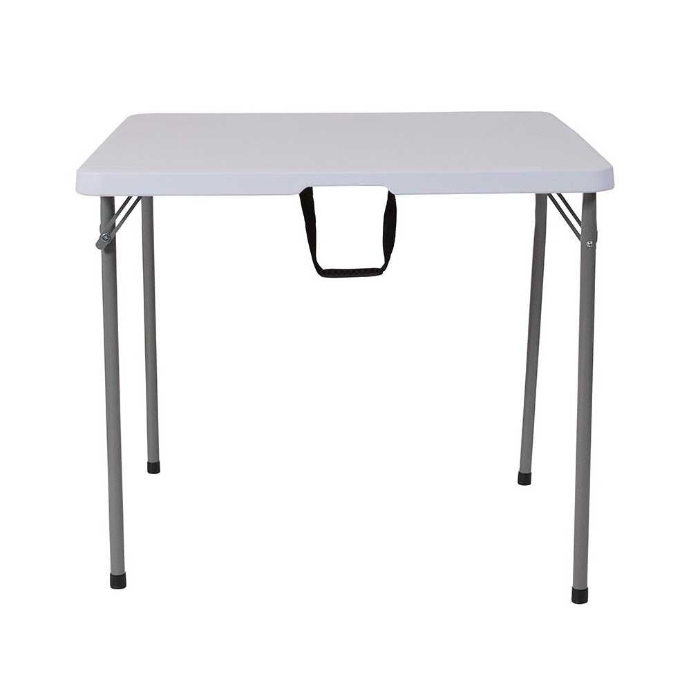 2.79-Foot Square Bi-Fold Granite White Plastic Folding Table with Carrying Handle