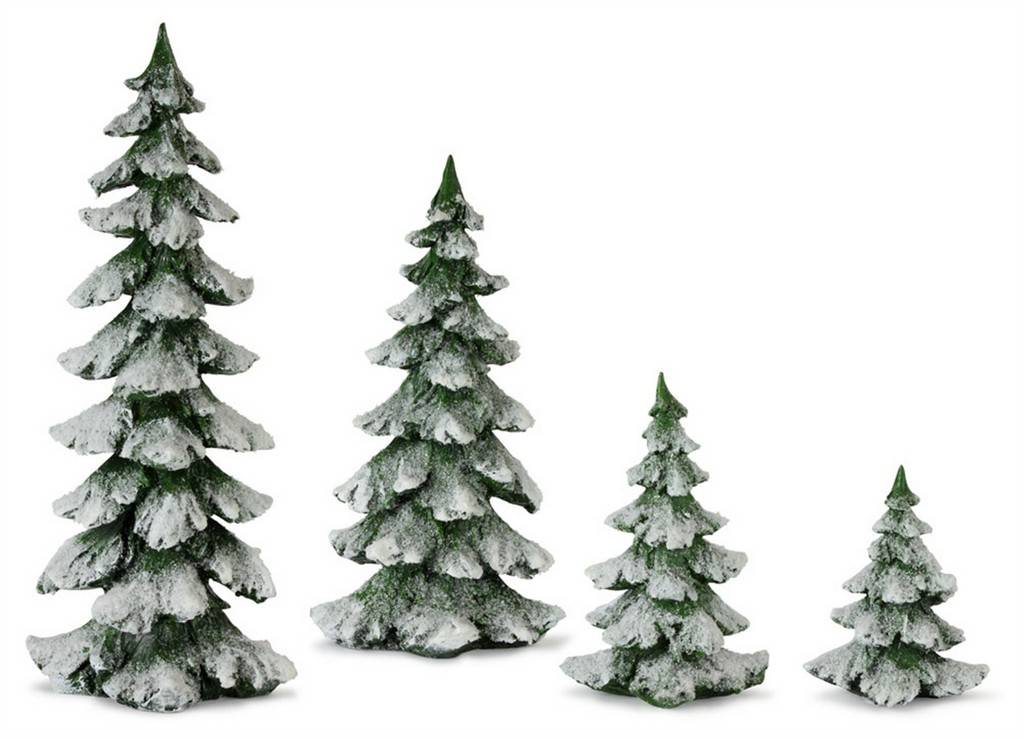 Tree (Set Of 4) 6.5"H, 9"H, 13.25"H, 18"H Resin, Green, White