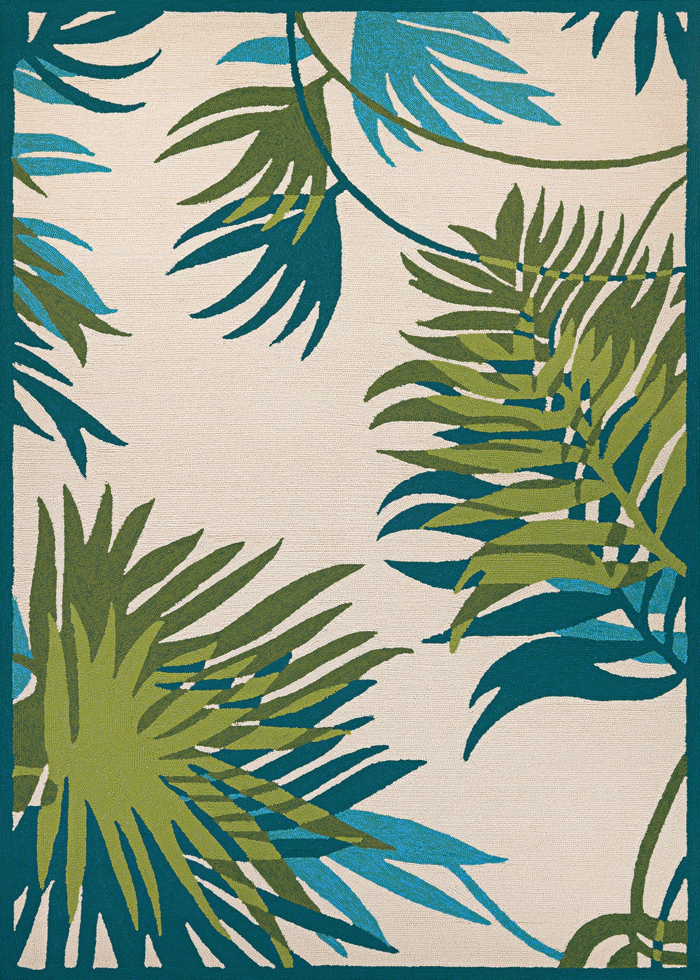 Couristan Covington Jungle Leaves Ivory-Forest Green Round Rug 7'10" x 7"10"