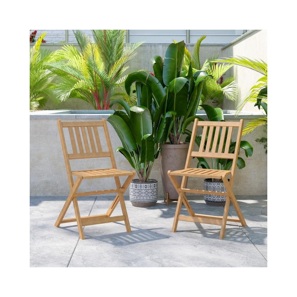 2PK Natural Acacia Wood Chairs