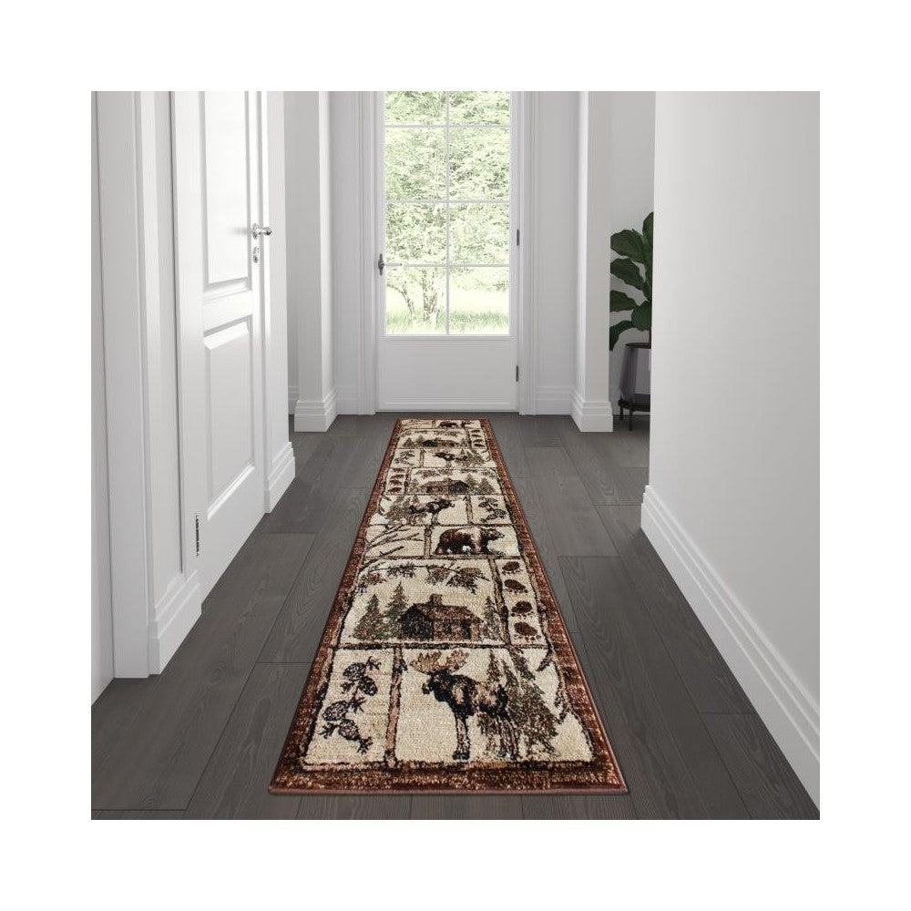 2x7 Brown Wildlife Area Rug