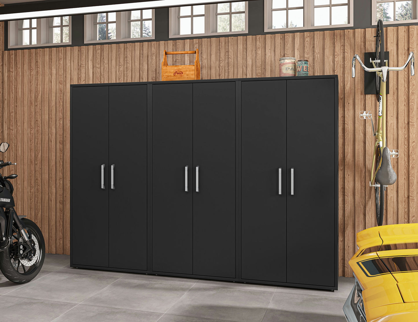 Eiffel Storage Cabinet in Matte Black (Set of 3)