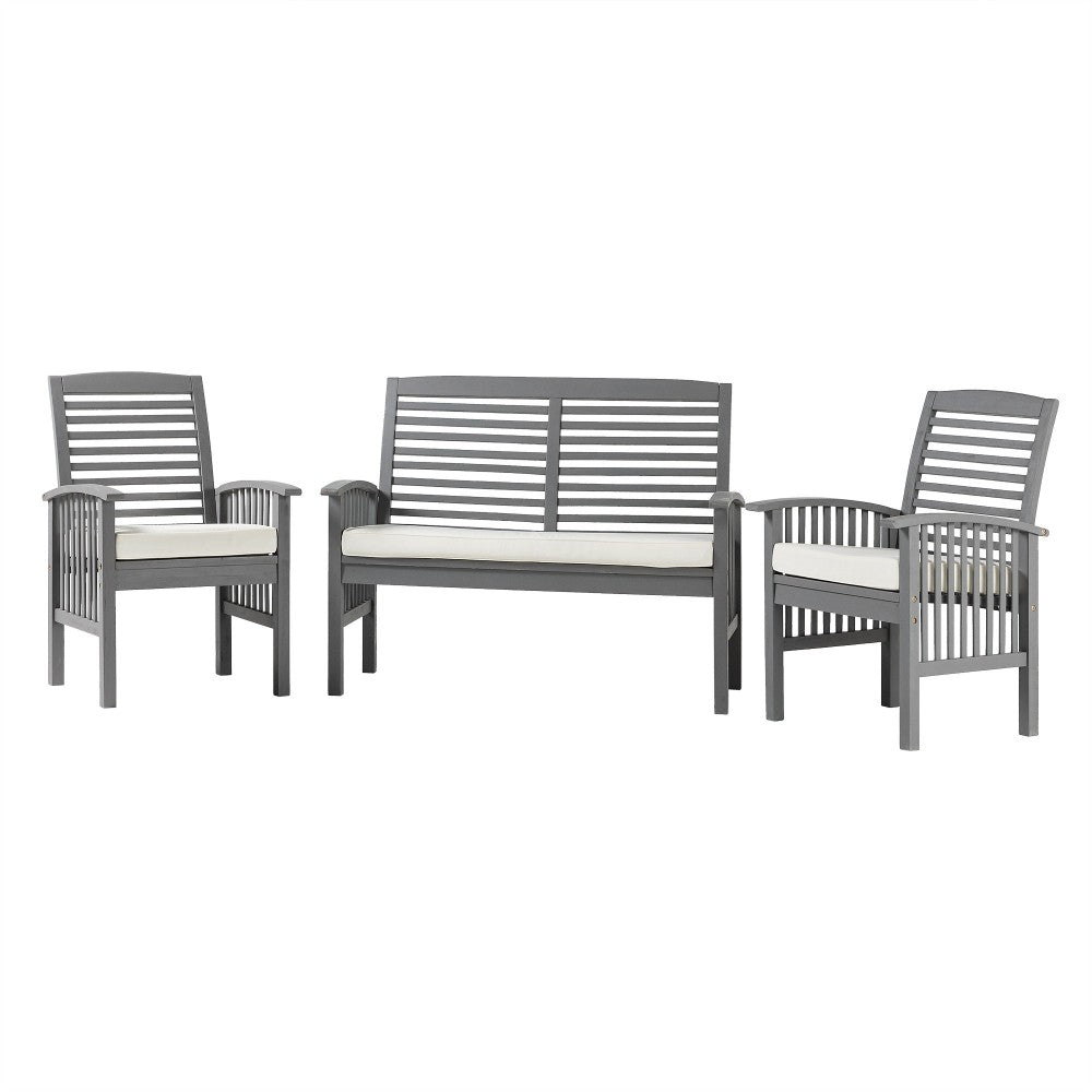 3-Piece Acacia Patio Chat Set - Gray Wash