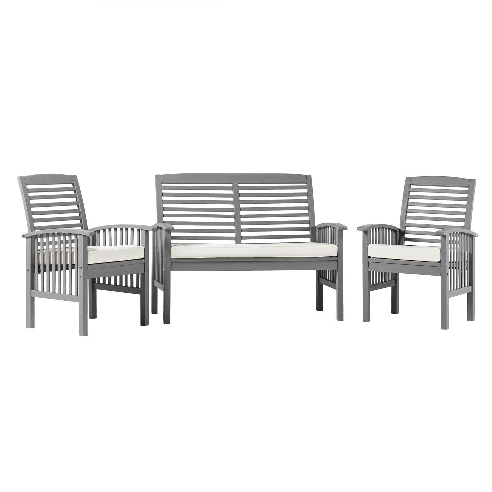 3-Piece Acacia Patio Chat Set - Gray Wash