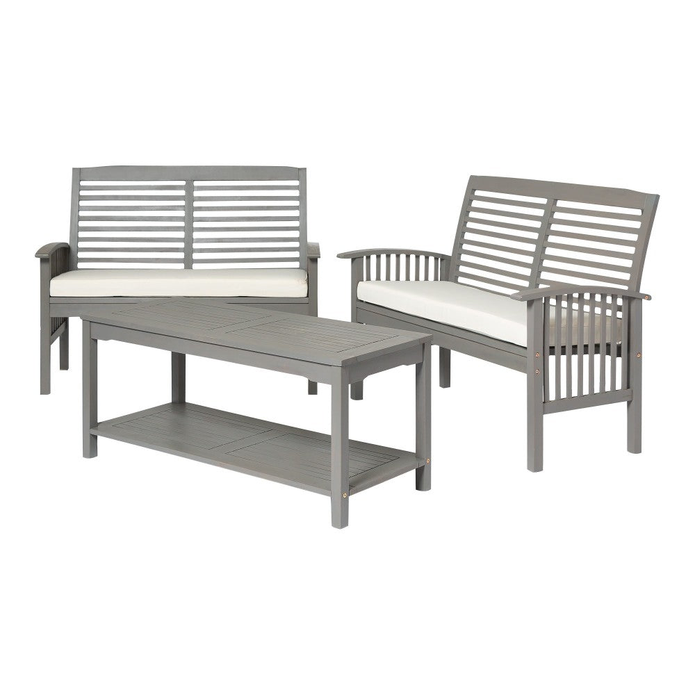 3-Piece Classic Outdoor Patio Chat Set - Gray Wash, OW3SGW-2LST