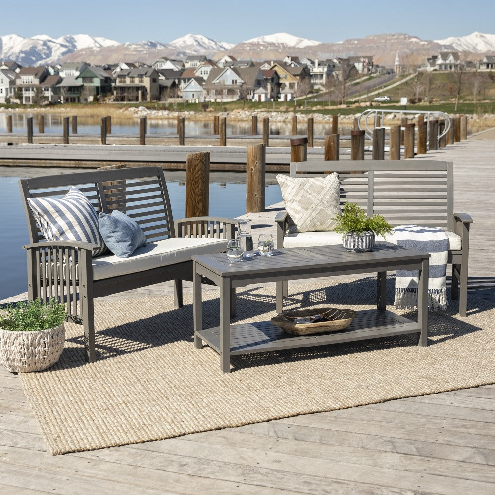 3-Piece Classic Outdoor Patio Chat Set - Gray Wash, OW3SGW-2LST