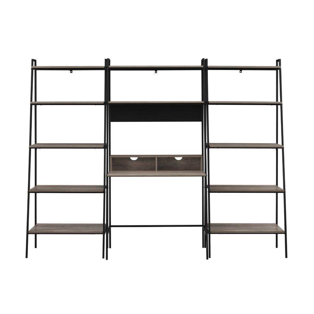 3-Piece Home Office Wood Desk Set - Gray Wash