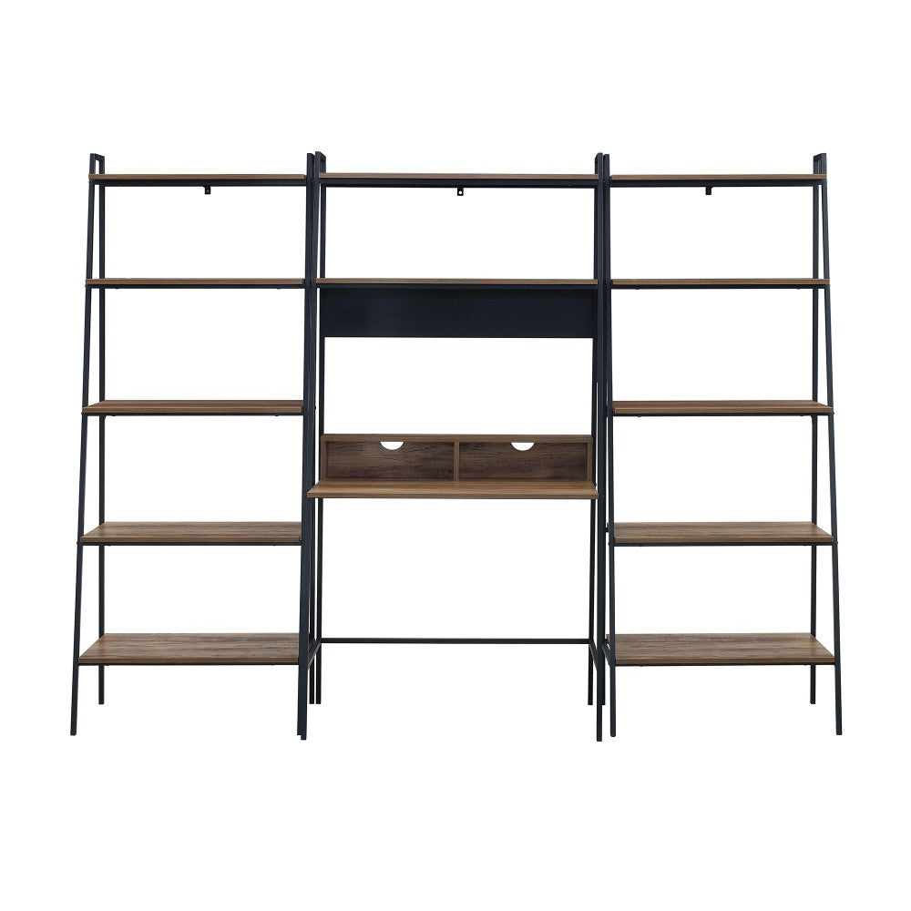 3-Piece Home Office Wood Desk Set - Rustic Oak