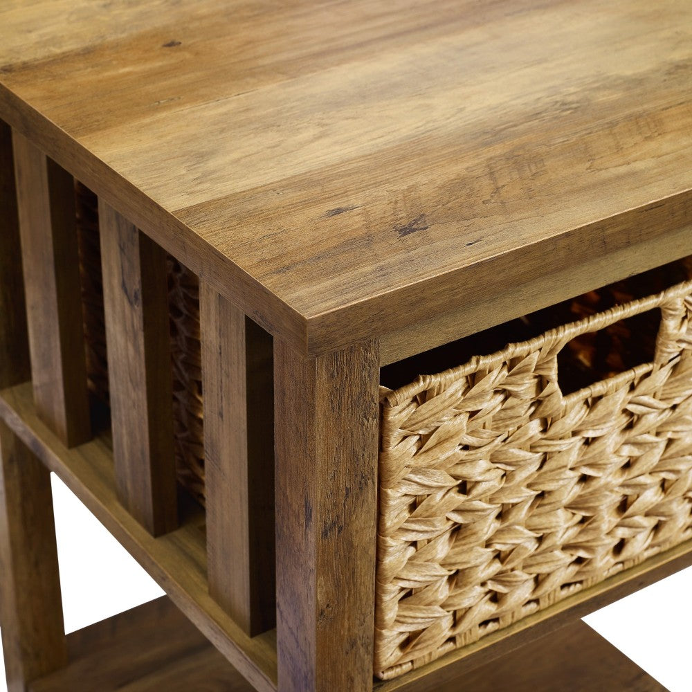 3 Piece Mission Storage Coffee Table and Side Tables - Rustic Oak