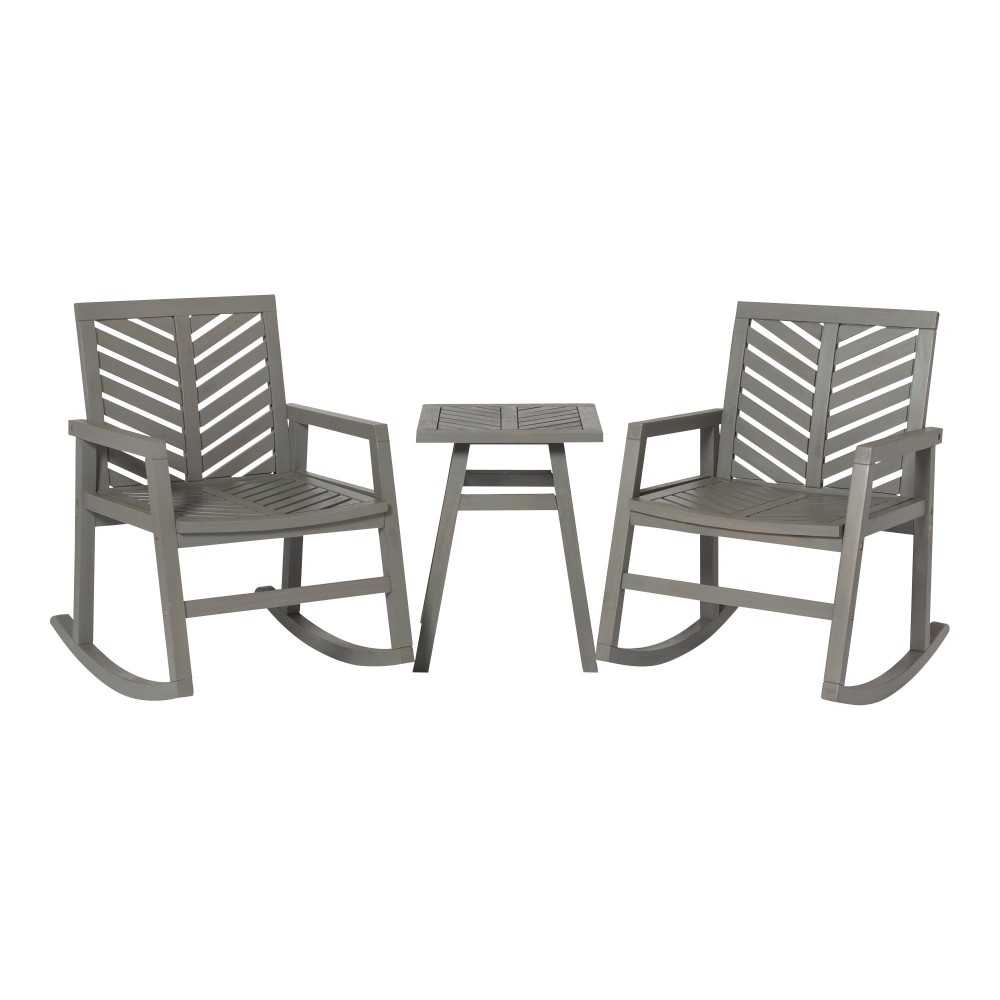 3-Piece Outdoor Rocking Chair Chat Set - Gray Wash