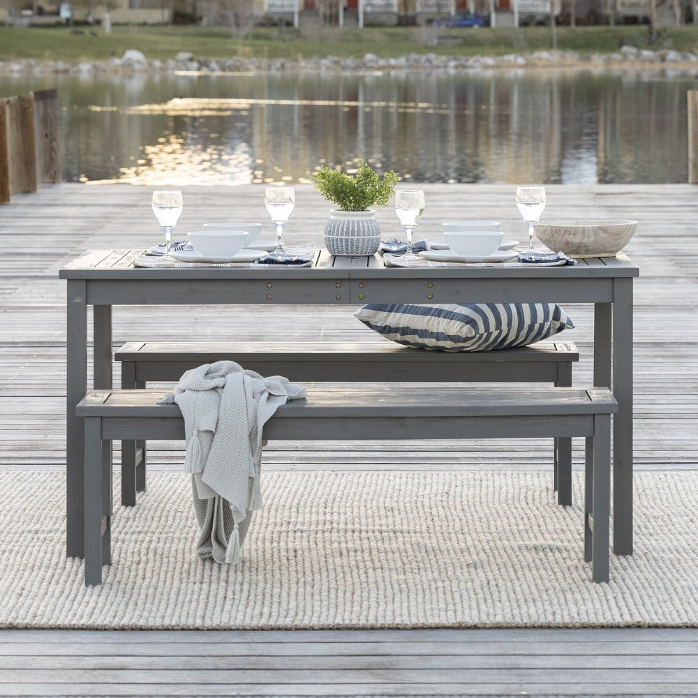 3-Piece Simple Outdoor Patio Dining Set - Gray Wash