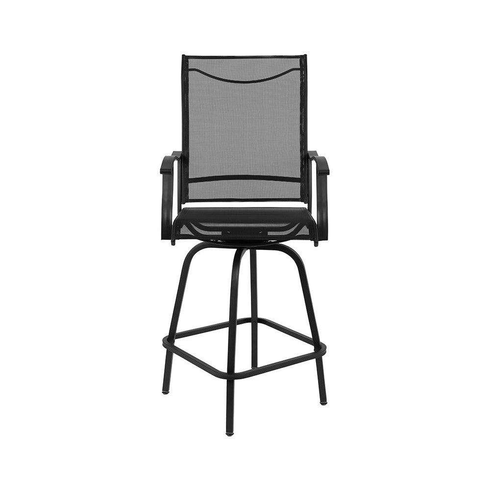 30" All-Weather Patio Swivel Outdoor Stools, Black, Set of 2