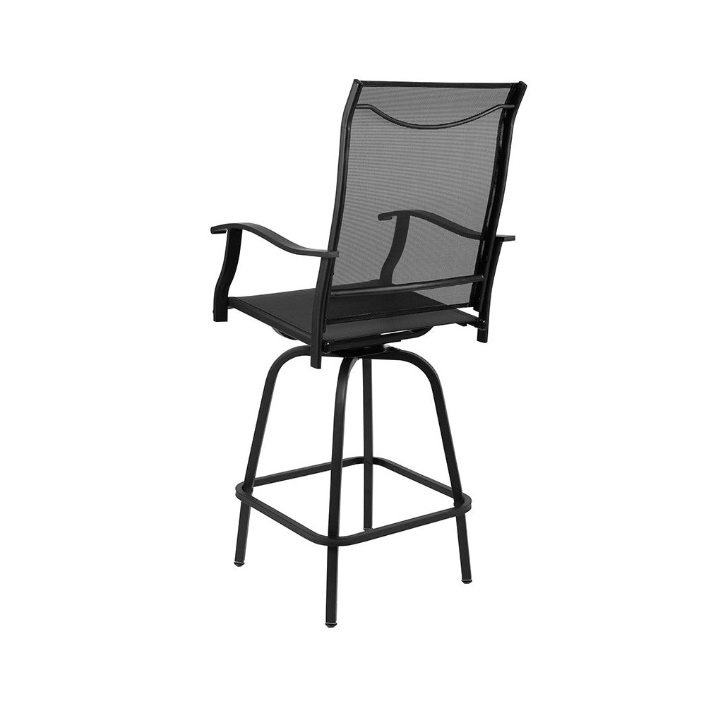 30" All-Weather Patio Swivel Outdoor Stools, Black, Set of 2