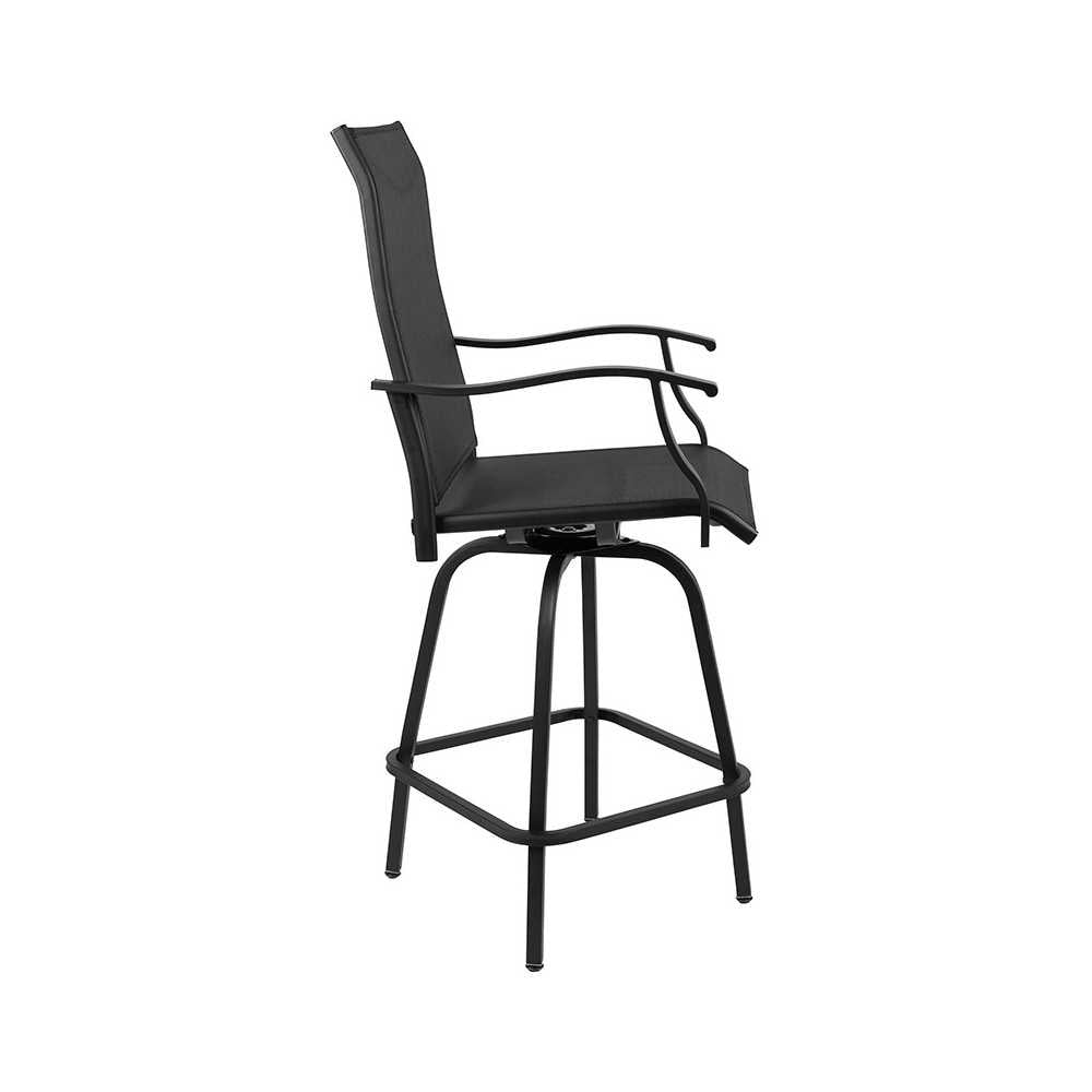 30" All-Weather Patio Swivel Outdoor Stools, Black, Set of 2