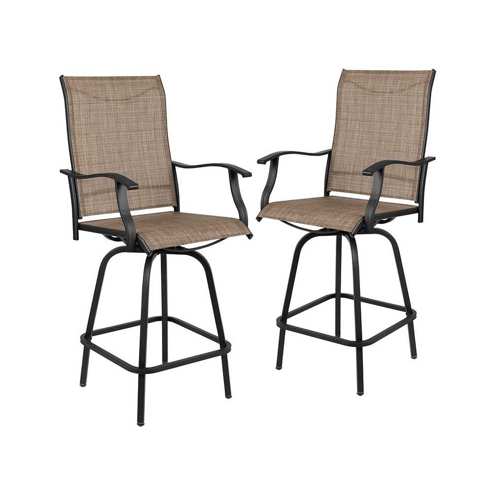 30" All-Weather Patio Swivel Outdoor Stools, Brown, Set of 2