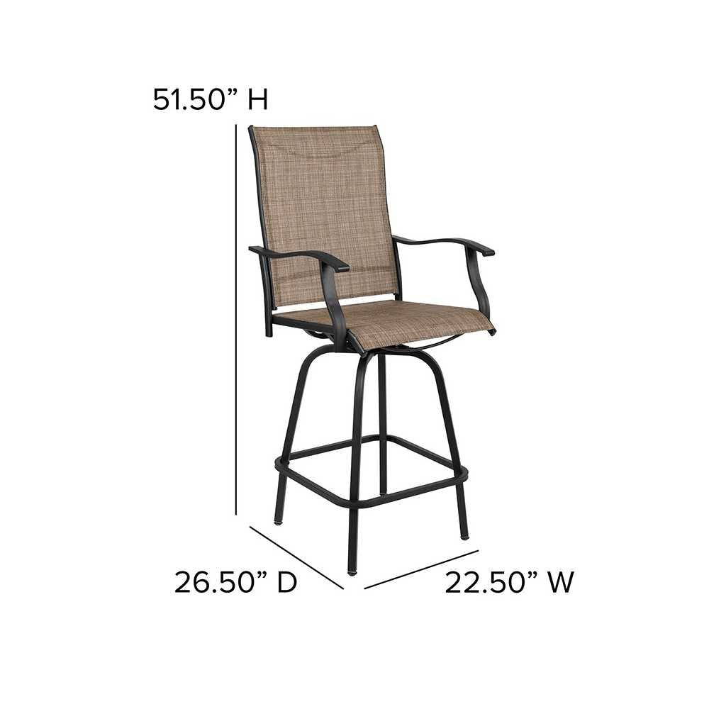 30" All-Weather Patio Swivel Outdoor Stools, Brown, Set of 2