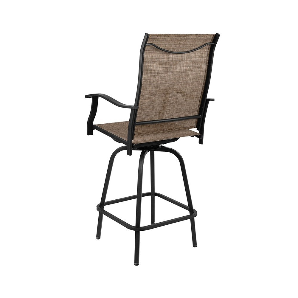30" All-Weather Patio Swivel Outdoor Stools, Brown, Set of 2