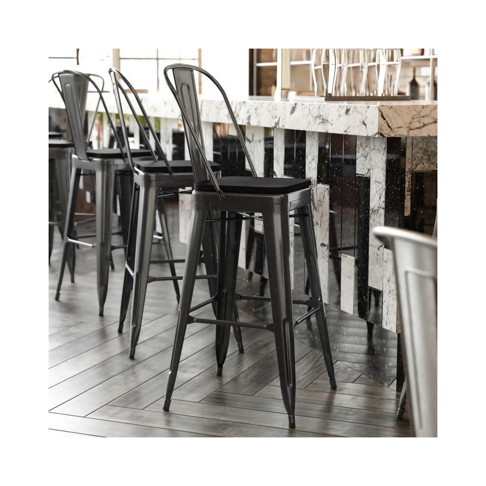 30" Black Stool-Black Seat