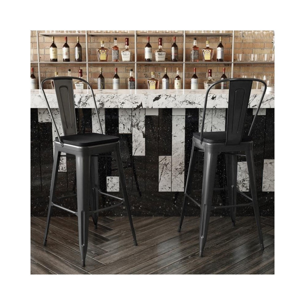 30" Black Stool-Black Seat