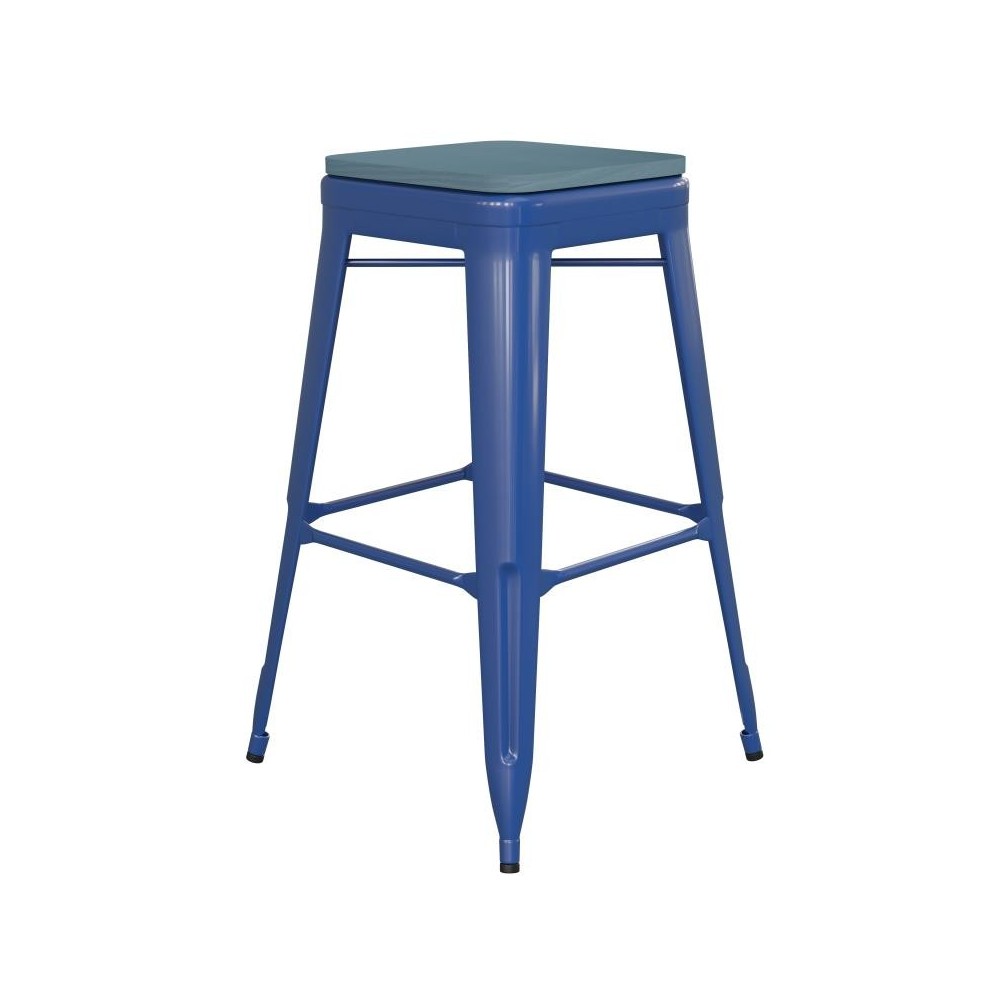 30" Blue Stool-Teal Blue Seat