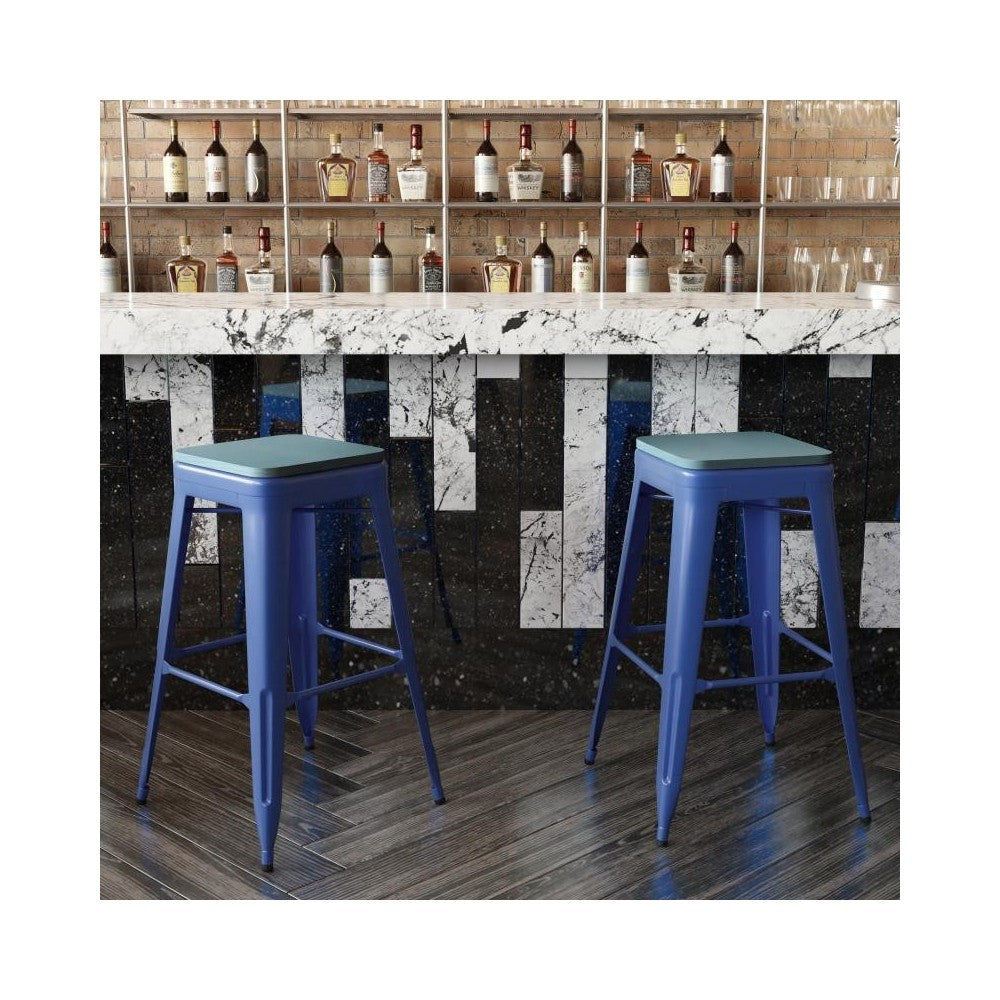 30" Blue Stool-Teal Blue Seat