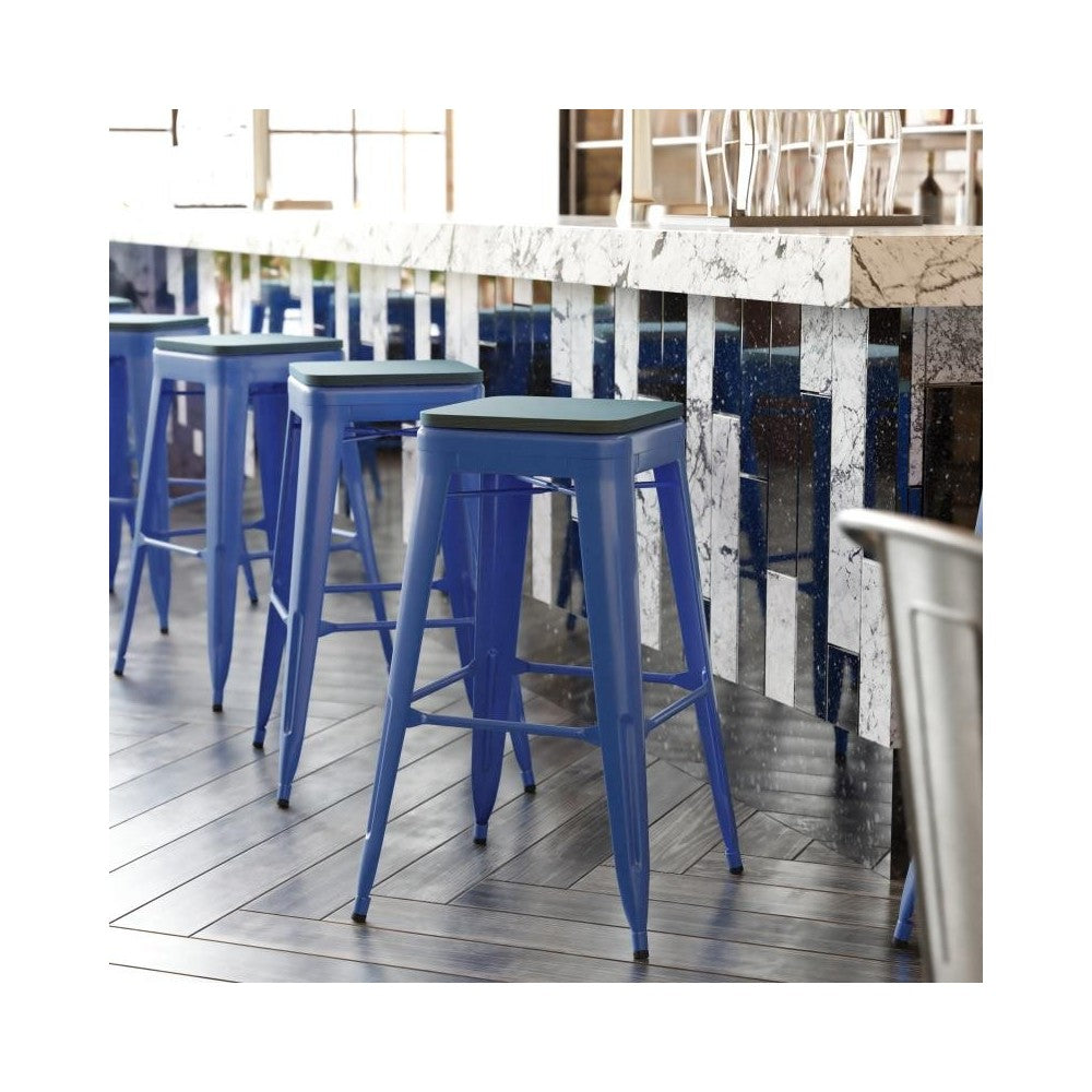 30" Blue Stool-Teal Blue Seat