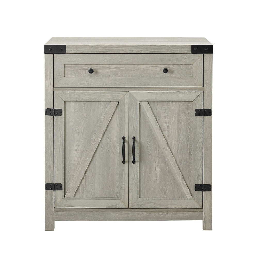 30" Farmhouse Barn Door Accent Cabinet - Stone Gray
