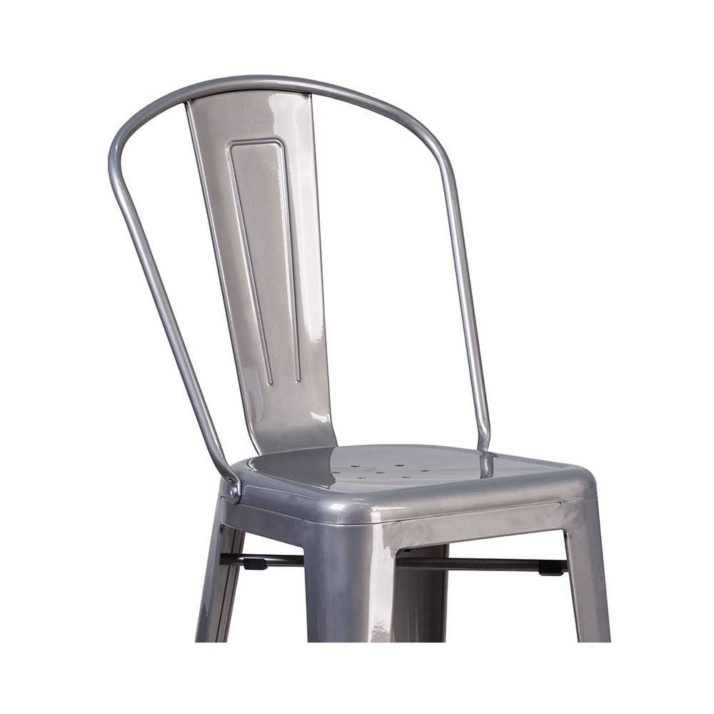 30'' High Clear Coated Indoor Barstool with Back