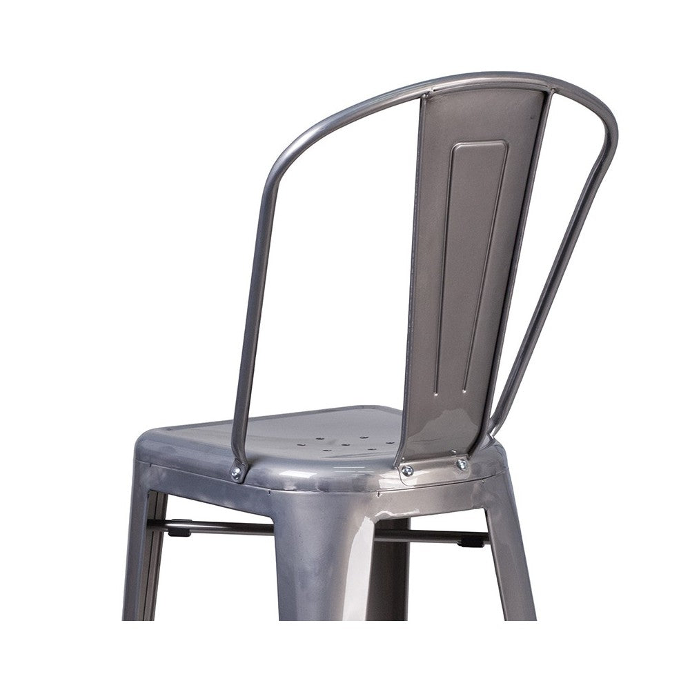 30'' High Clear Coated Indoor Barstool with Back