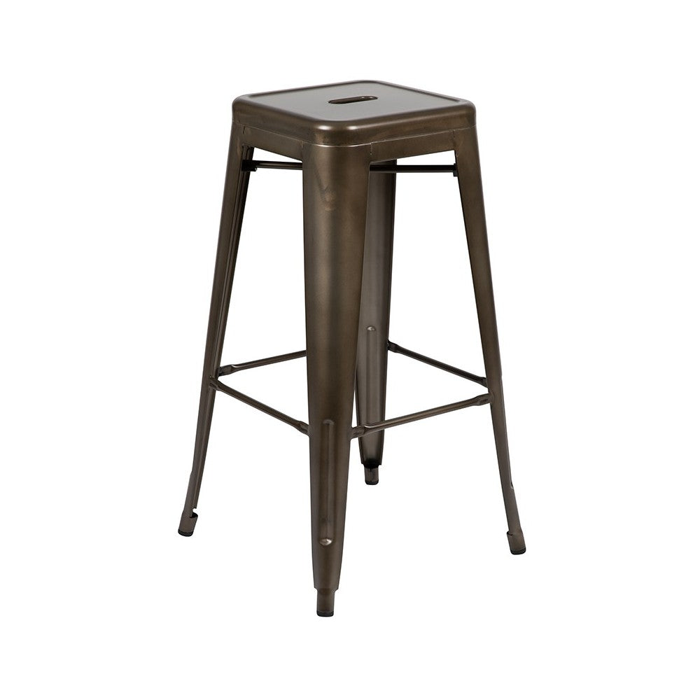 30" High Metal Indoor Bar Stool in Gun Metal Gray - Stackable Set of 4