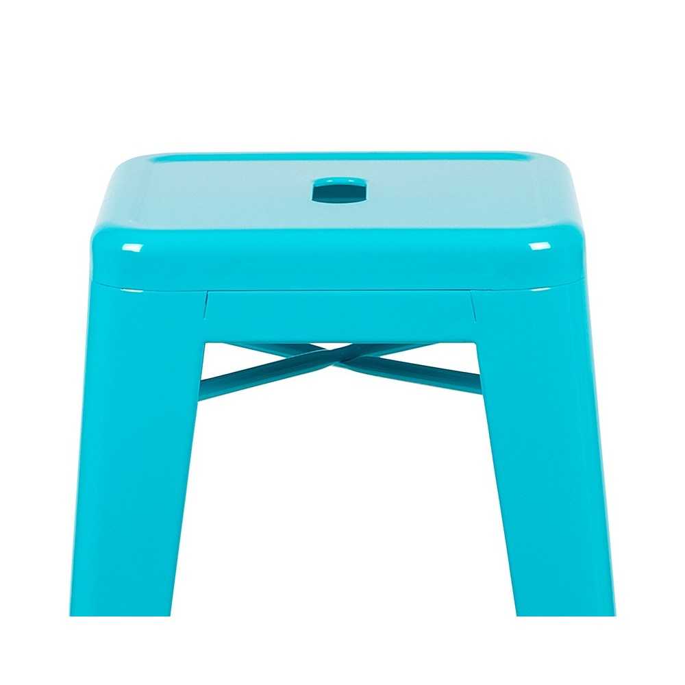 30" High Metal Indoor Bar Stool in Teal - Stackable Set of 4