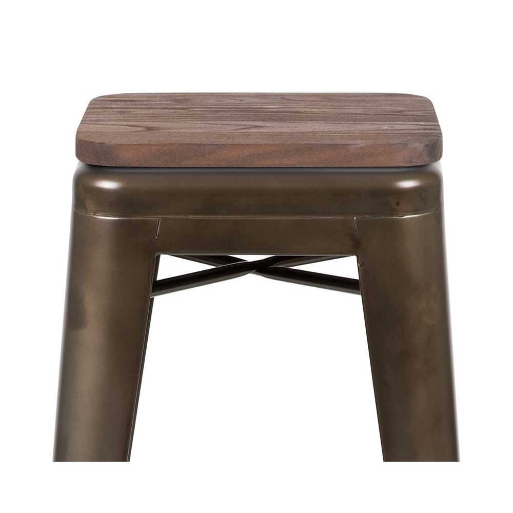 30" High Metal Indoor Bar Stool with Wood Seat in Gun Metal Gray - Stackable Set of 4