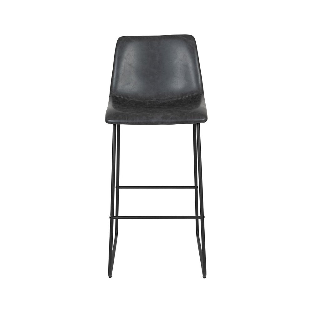 30 inch LeatherSoft Bar Height Barstools in Gray, Set of 2