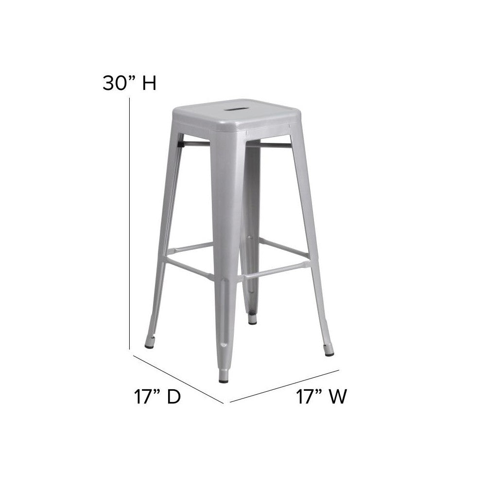 30" Silver Stool-Gray Seat