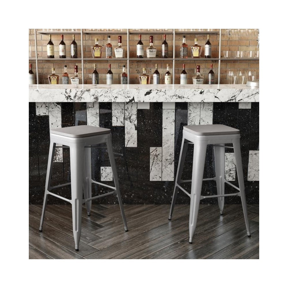 30" Silver Stool-Gray Seat