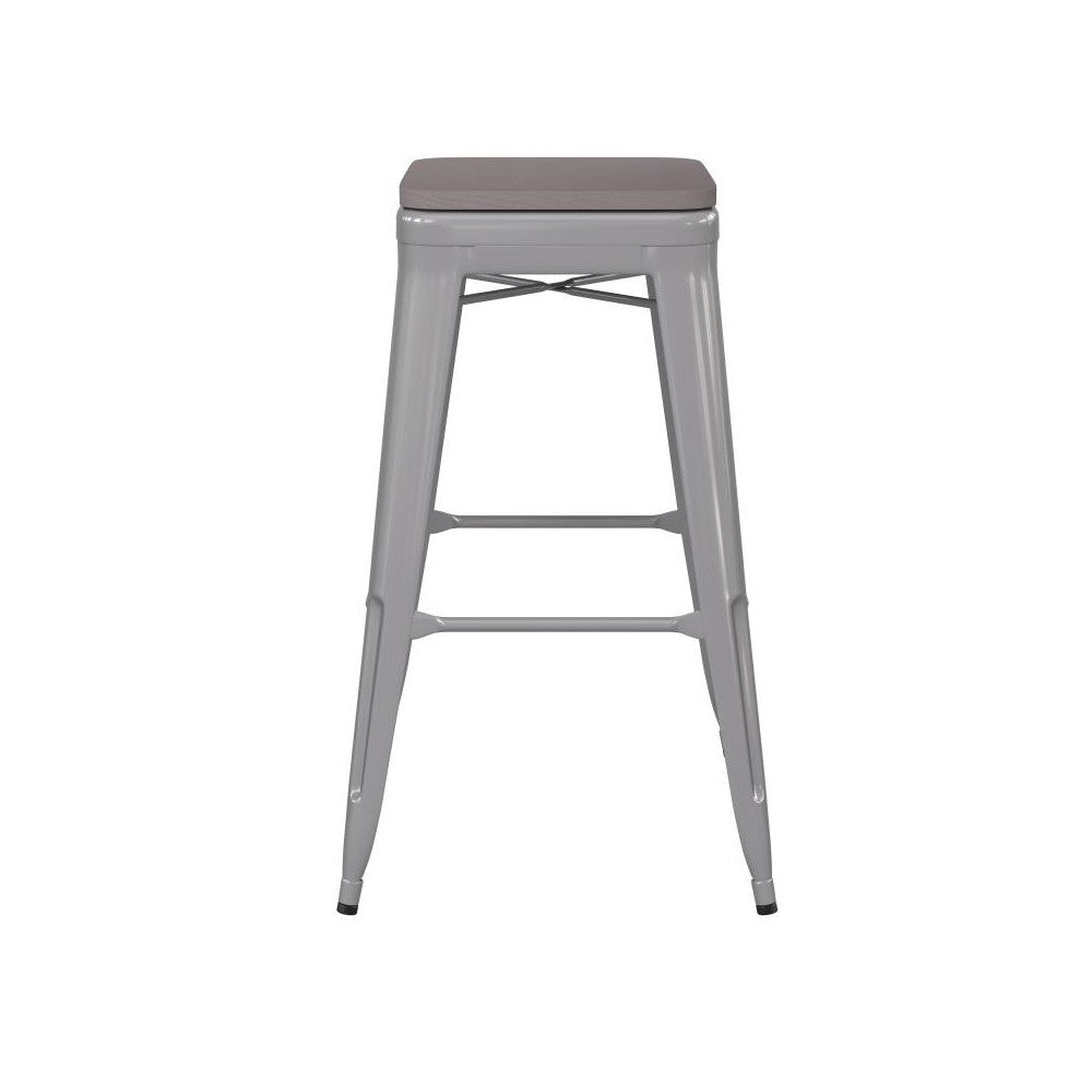 30" Silver Stool-Gray Seat