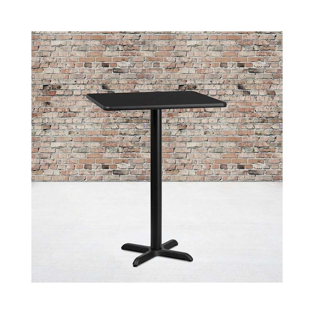 30'' Square Black Laminate Table Top with 22'' x 22'' Bar Height Table Base