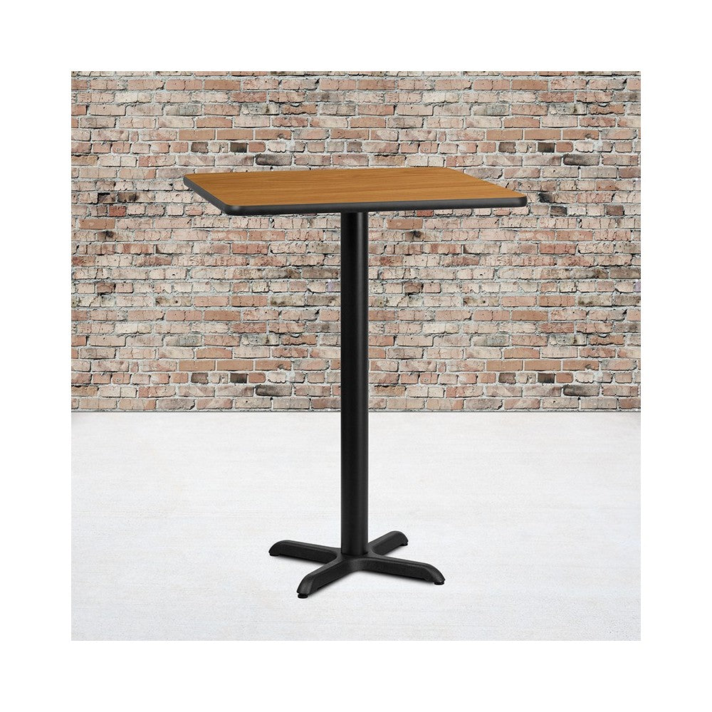 30'' Square Natural Laminate Table Top with 22'' x 22'' Bar Height Table Base