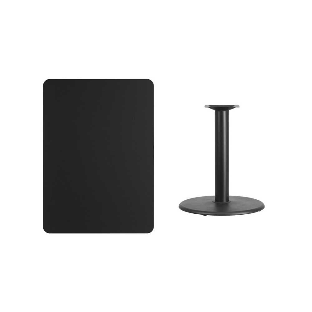 30'' x 42'' Rectangular Black Laminate Table Top with 24'' Round Table Height Base