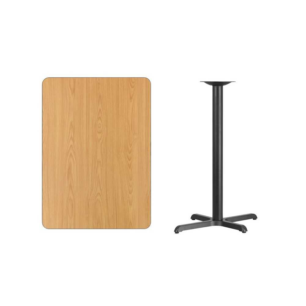 30'' x 42'' Rectangular Natural Laminate Table Top with 23.5'' x 29.5'' Bar Height Table Base
