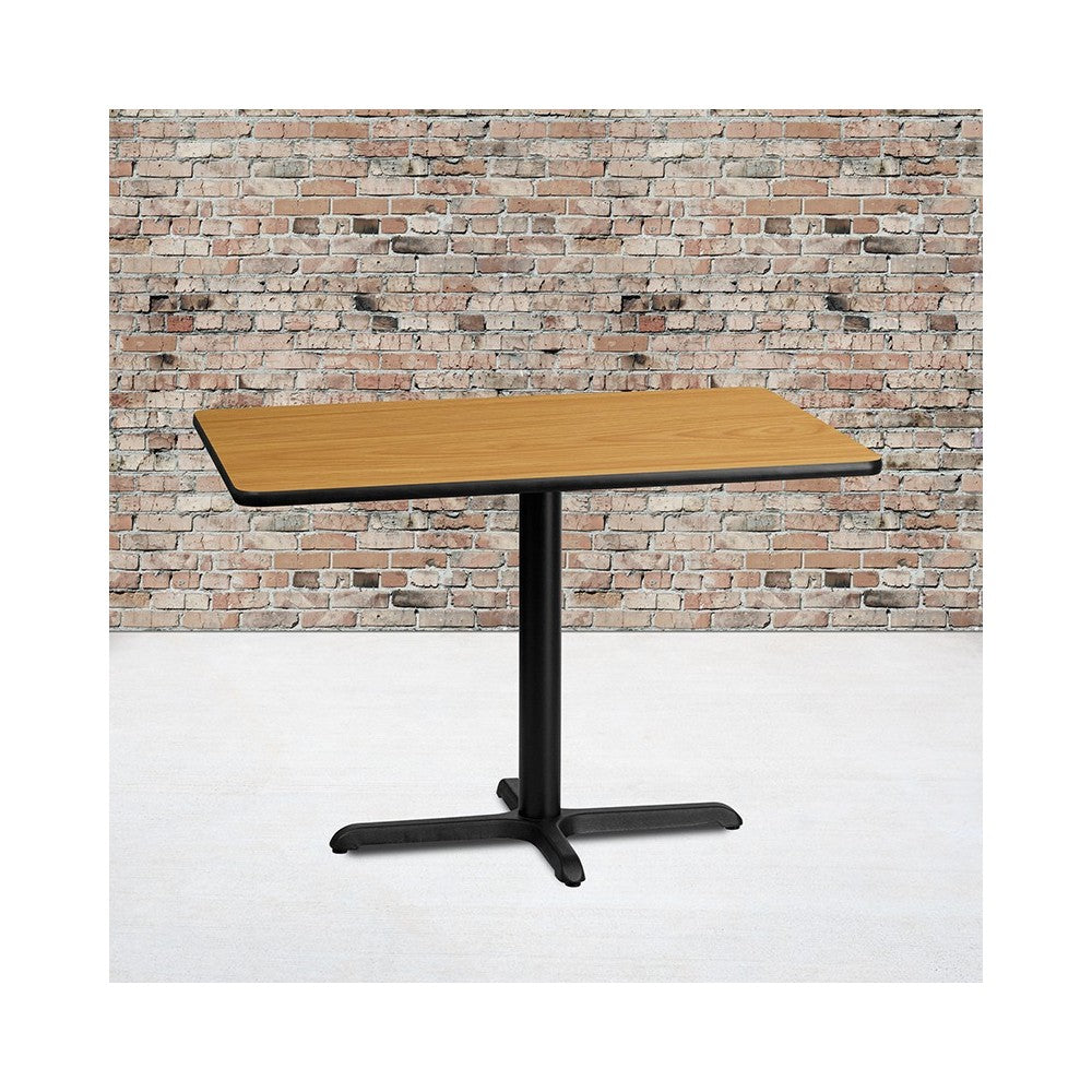 30'' x 42'' Rectangular Natural Laminate Table Top with 23.5'' x 29.5'' Table Height Base