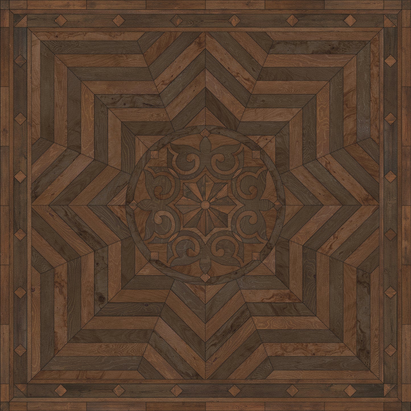 Artisanry - Caledonian - In all the Details 36x36 Vintage Vinyl Floorcloth