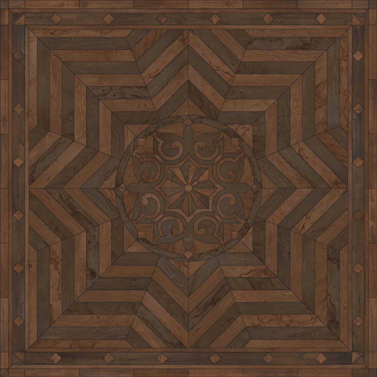 Artisanry - Caledonian - In all the Details 48x48 Vintage Vinyl Floorcloth