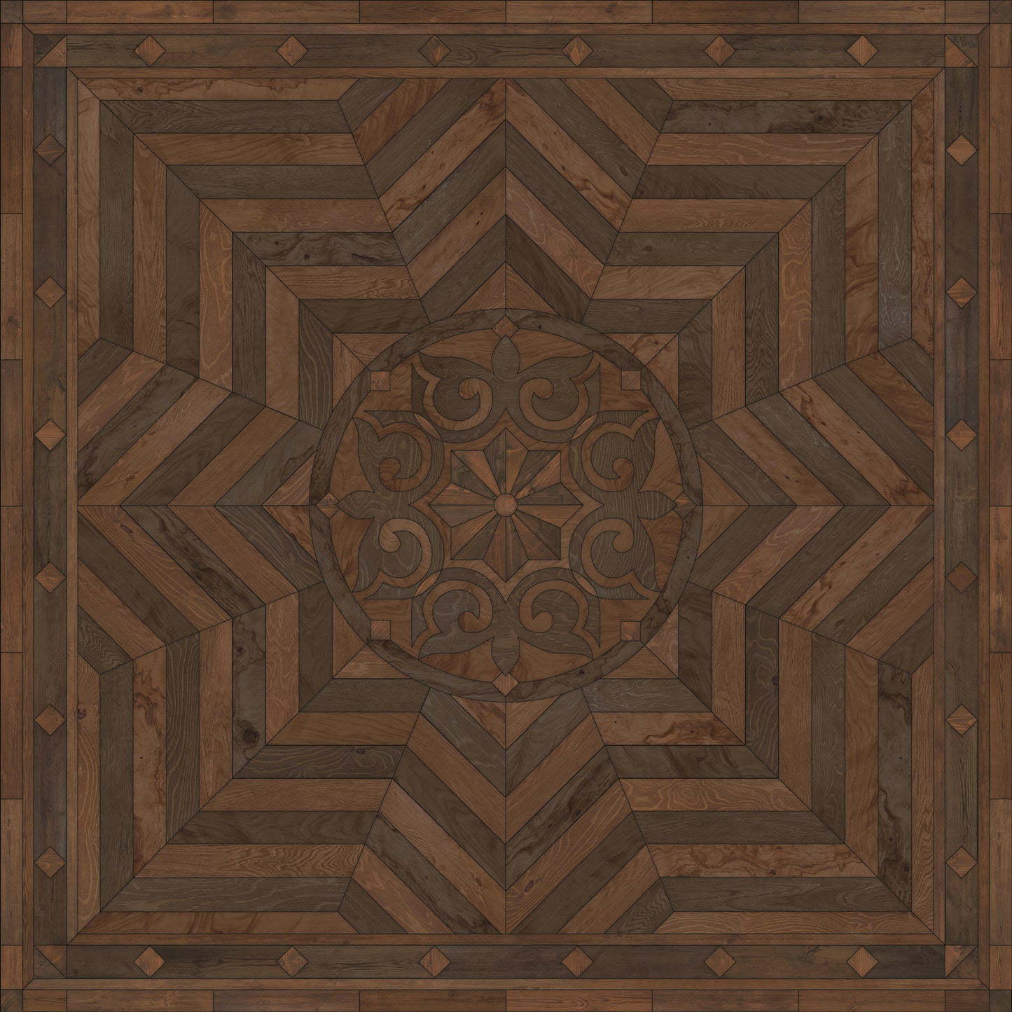 Artisanry - Caledonian - In all the Details 96x96 Vintage Vinyl Floorcloth