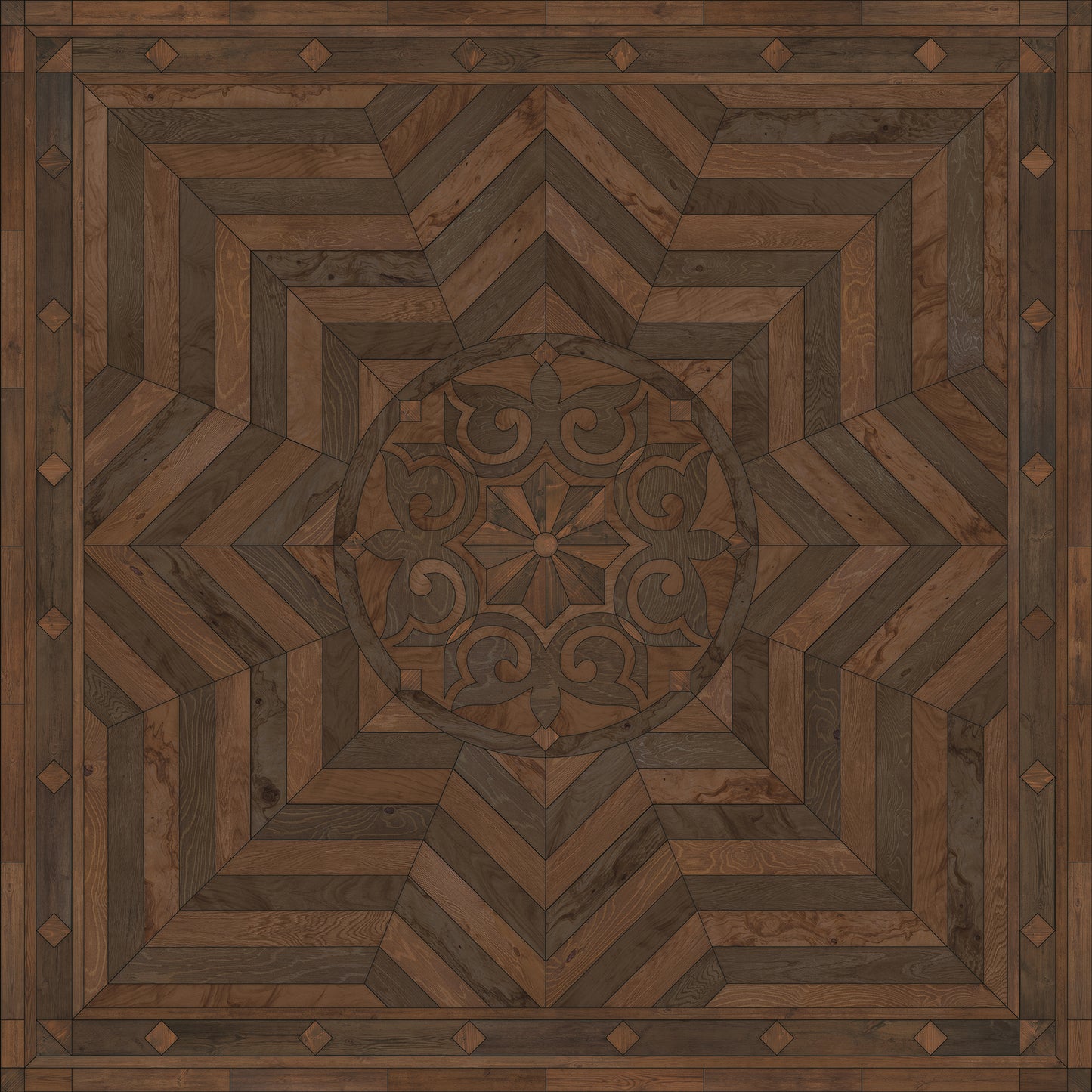 Artisanry - Caledonian - In all the Details 120x120 Vintage Vinyl Floorcloth