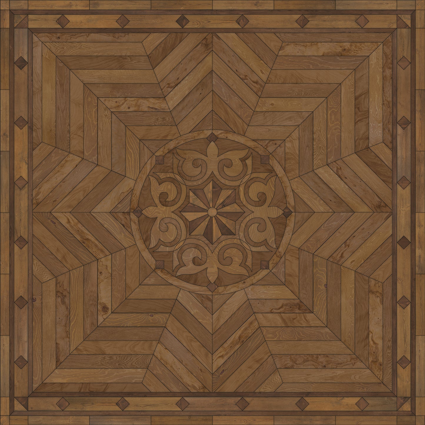 Artisanry - Caledonian - Source of Delight 96x96 Vintage Vinyl Floorcloth