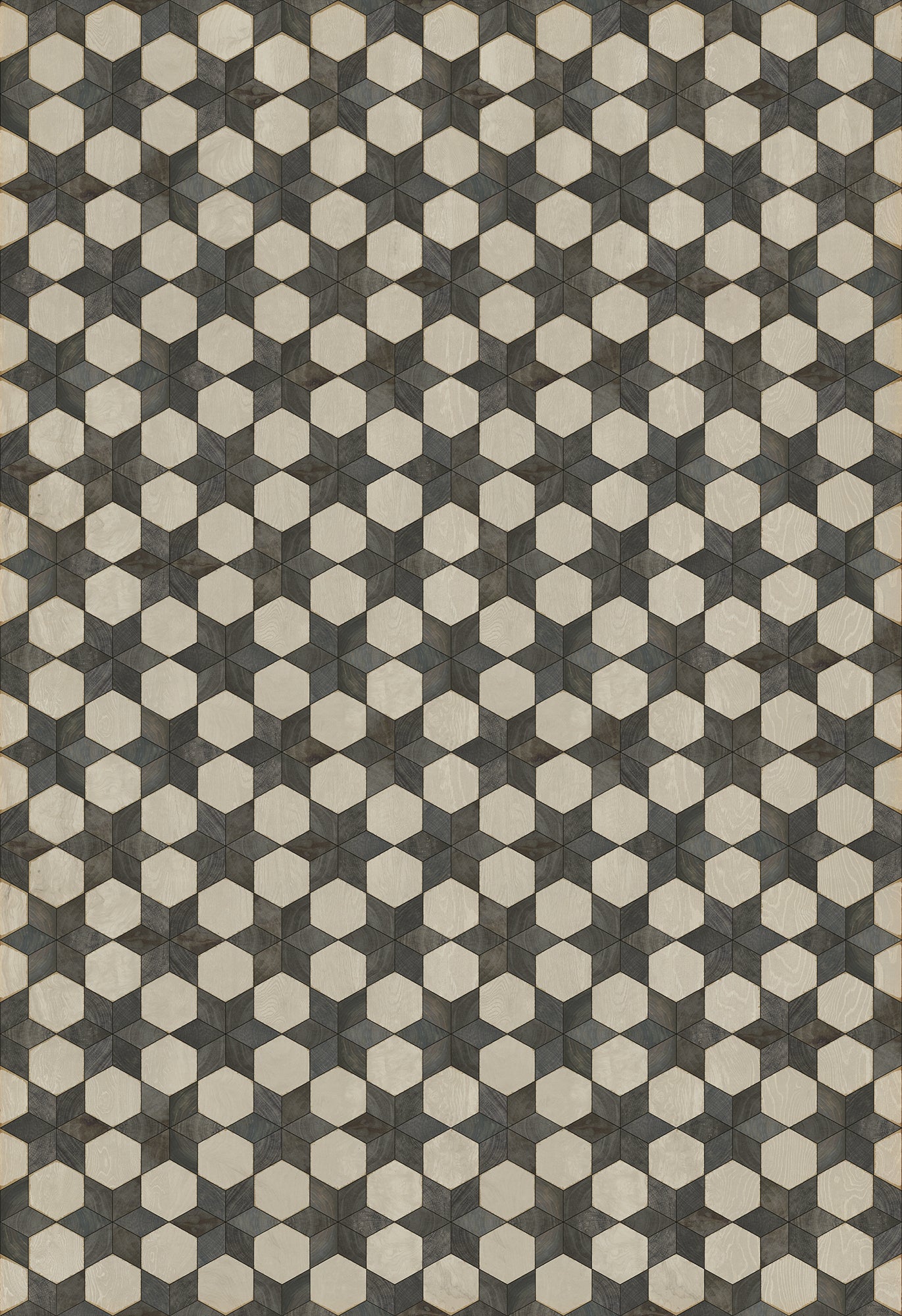 Artisanry - Illuminated – Black Star 120x175 Vintage Vinyl Floorcloth