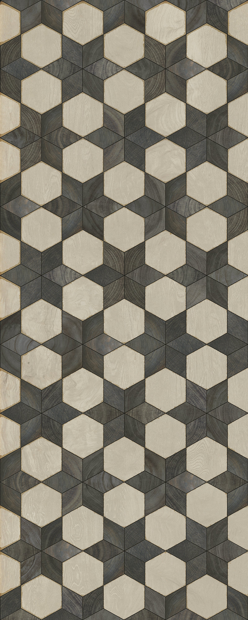 Artisanry - Illuminated – Black Star 36x90 Vintage Vinyl Floorcloth