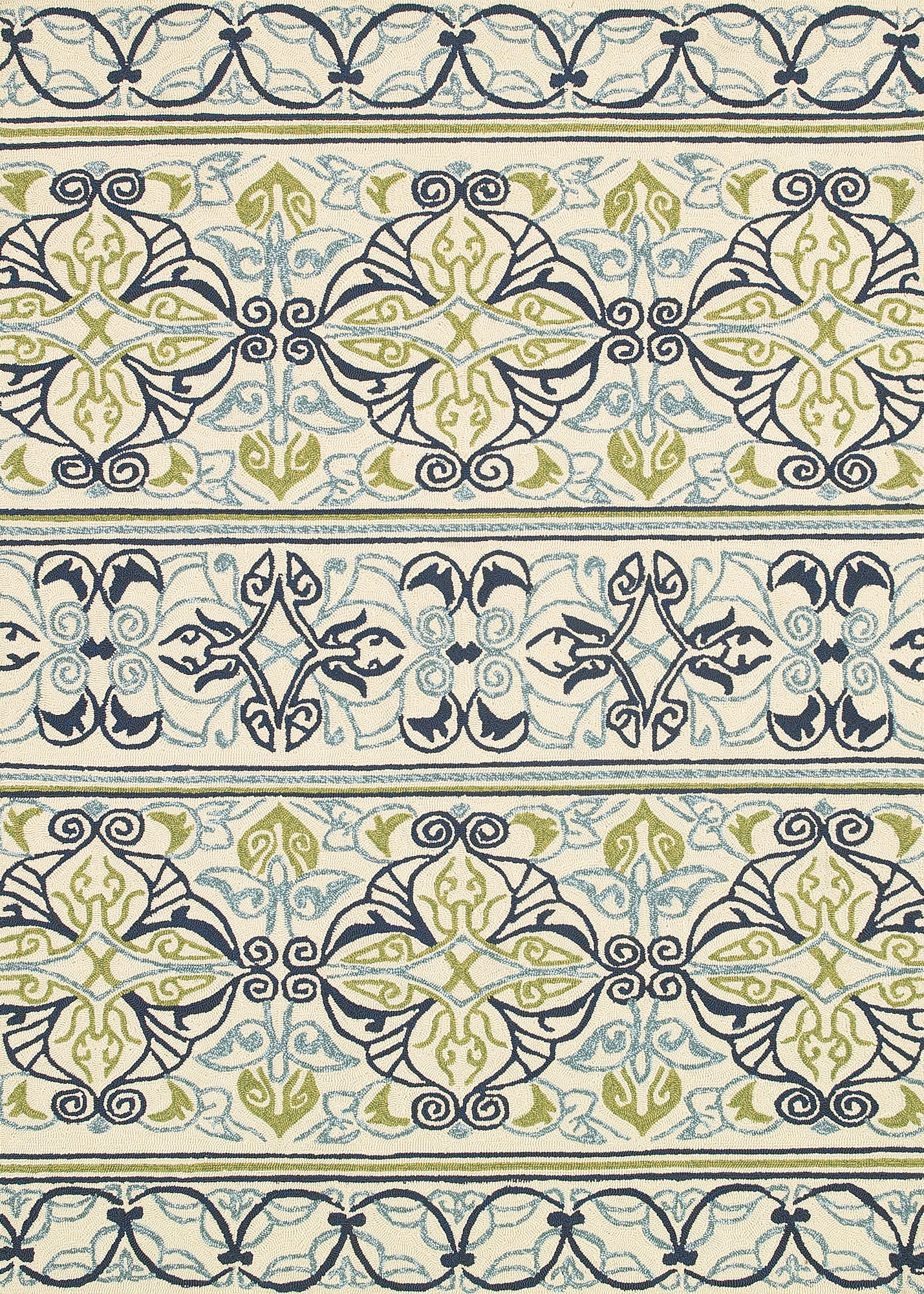 Couristan Covington Pegasus Ivory-Navy-Lime Round Rug 7'10" x 7"10"