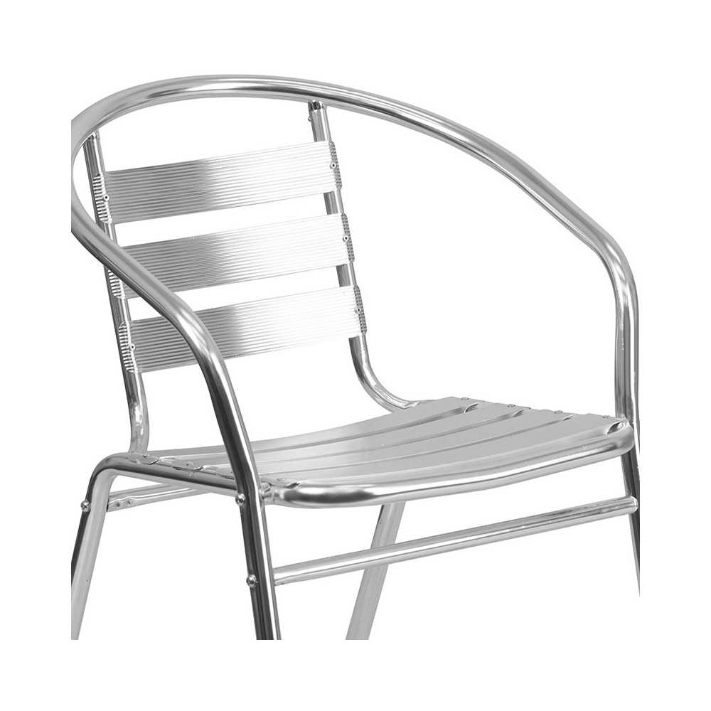 31.5'' Round Aluminum Indoor-Outdoor Table Set with 4 Slat Back Chairs